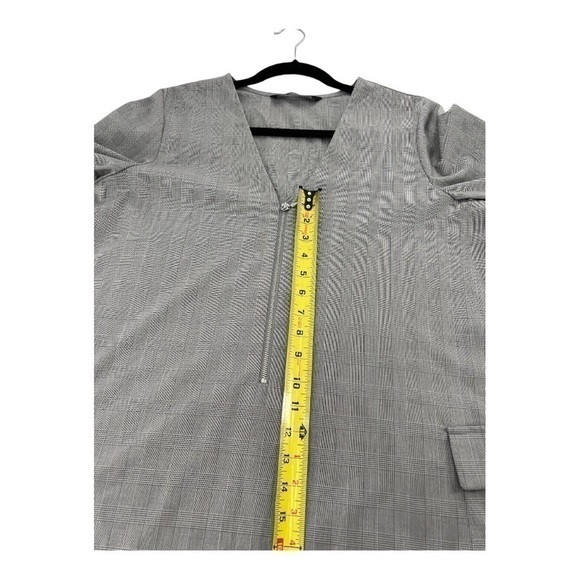 Zara Gray V-neck Zippered Front Shift Dress 3/4 Sleeve size L - Picture 8 of 13
